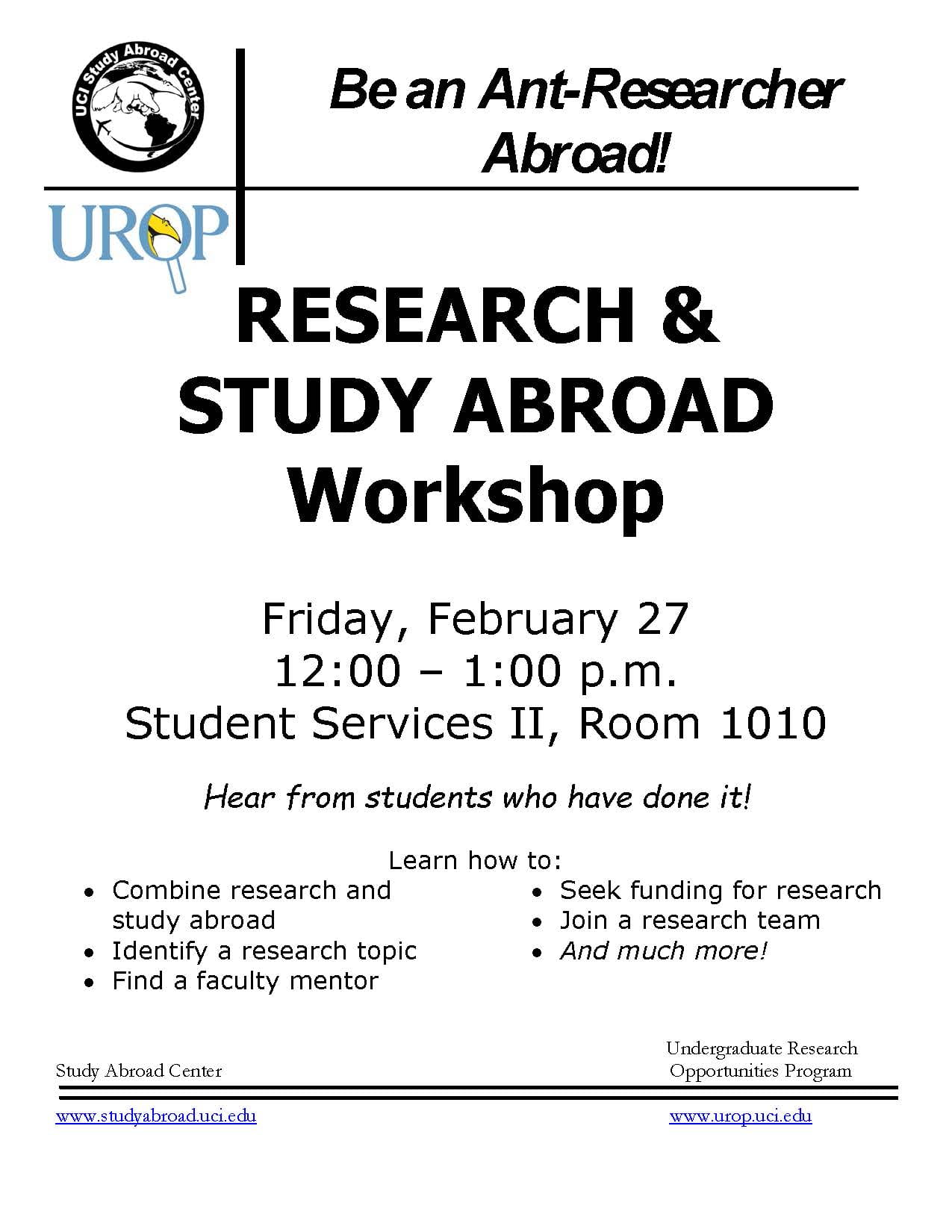 Research & Study Abroad Workshop February 27