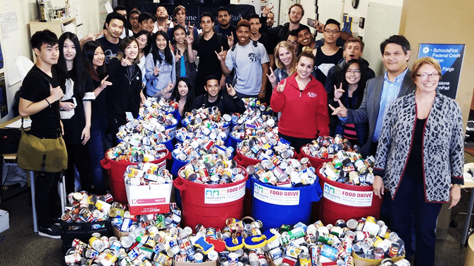 group of students at a food drive